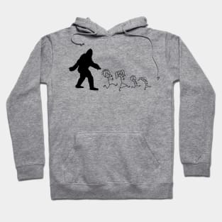 Bigfoot chases stick family Hoodie
